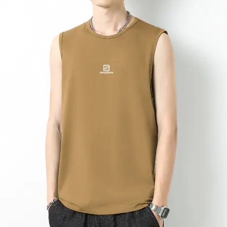 莫代尔棉背心男士夏季薄款冰丝速干无袖t恤跨栏健身篮球运动坎肩商品大图