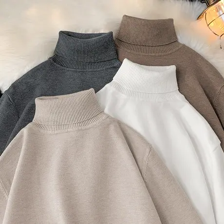 高领打底衫男士毛衣秋冬季保暖针织衫毛线衣日系复古毛衫潮流百搭商品大图