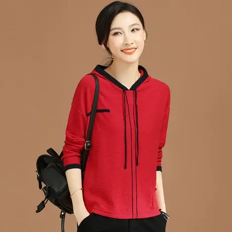 韩潮袭人连帽撞色长袖毛衣女薄款2023秋装新款长袖套头针织衫上衣商品大图