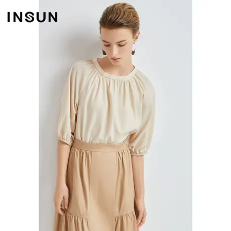 INSUN恩裳线上专选秋季棉质倒褶领口衬衫商品大图