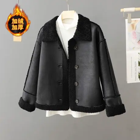 加绒加厚皮衣外套女装2024年冬季新款高级感皮毛一体羊羔毛皮夹克商品大图