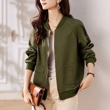 妈妈长袖棒球服外套女春秋季新款宽松加大码女装休闲洋气夹克上衣商品大图