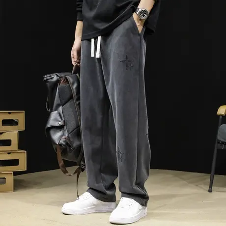 重磅水洗直筒运动裤男士春秋款宽松大码潮牌裤子休闲卫裤2024男裤商品大图