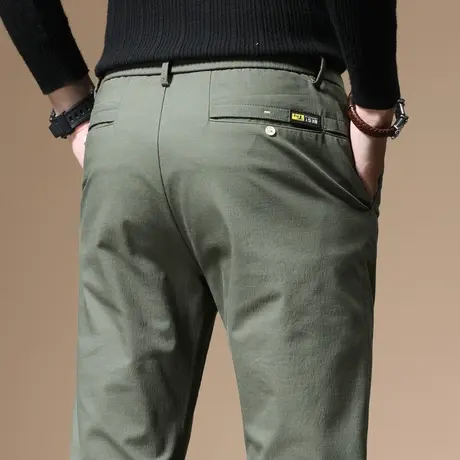 秋冬季军绿色男裤2024年新款潮男士休闲长裤直筒宽松百搭冬天裤子商品大图