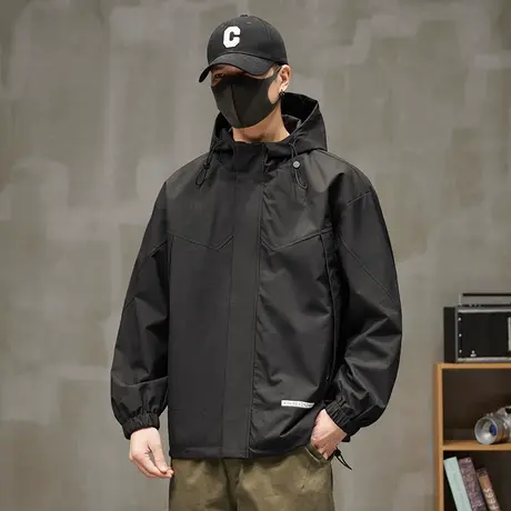 春季男士潮牌防水冲锋衣外套春秋款情侣装连帽上衣服春天男装夹克商品大图