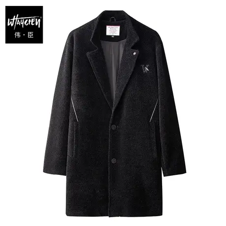 伟臣潮牌大码男装冬季加厚风衣胖子加肥加大长款大衣外套男图片