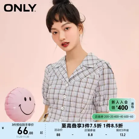 ONLY奥莱夏季BM风减龄百搭显瘦格子短款衬衫女商品大图