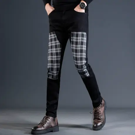 香港高端黑色牛仔裤男秋冬款修身小脚2023新款潮牌轻奢水洗男裤子商品大图