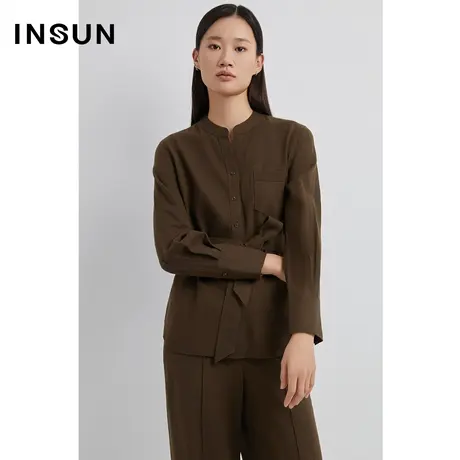 INSUN恩裳冬季摩登保暖纯羊毛通勤衬衫商品大图