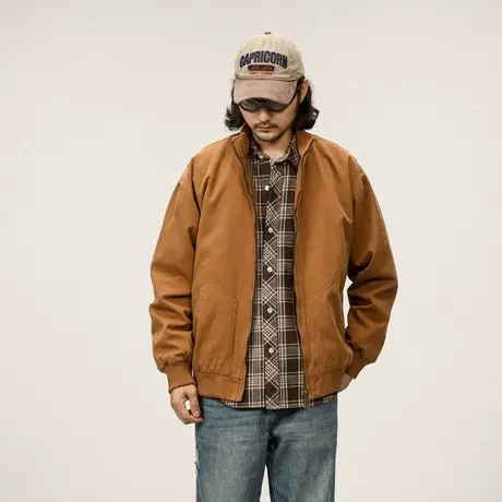 潮流夹克时尚潮流夹克长袖微宽版型螺纹下摆秋冬新款外套休闲男装图片