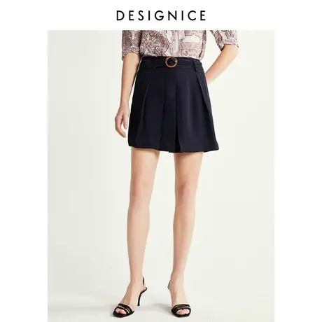 迪赛尼斯新款高腰薄款通勤阔腿垂感休闲裤通勤宽松短裤女士商品大图