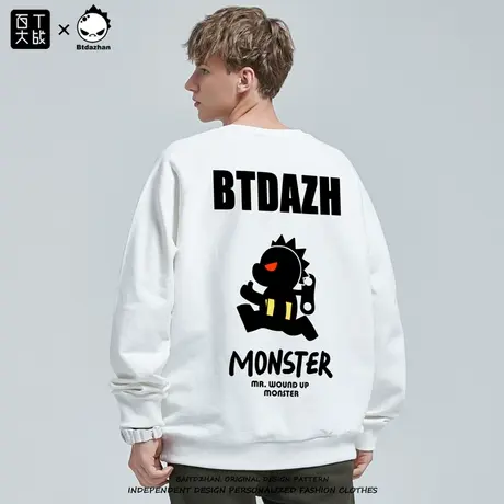 百t大战潮流宽松卫衣男连帽发条小怪兽搞怪春秋薄款长袖t上衣商品大图