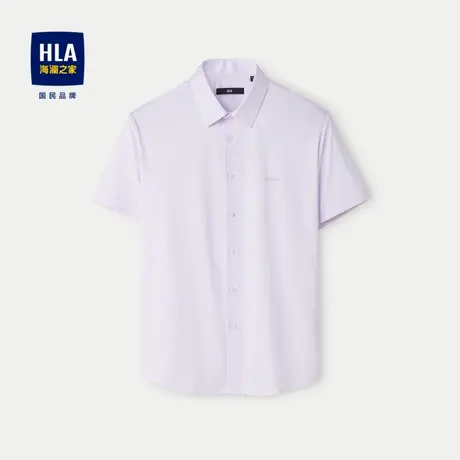HLA/海澜之家吸湿速干短袖衬衫24春夏新款方领条纹字母印花衬衫男商品大图