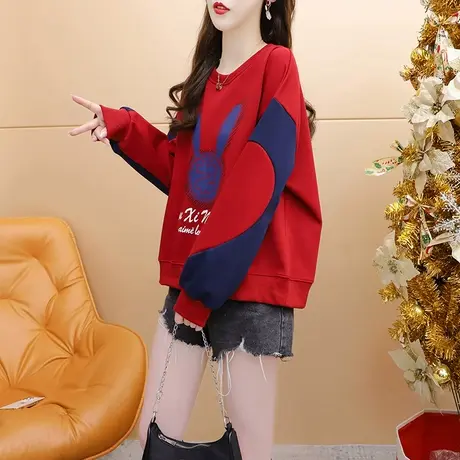 减10】宽松小个子短款卫衣女2023新款早秋洋气减龄网红设计感上衣商品大图