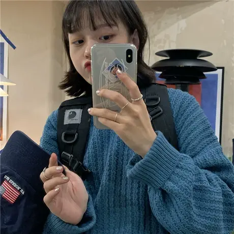 红续自制毛衣女宽松外穿套头慵懒风秋冬季新款洋气复古针织衫上衣图片