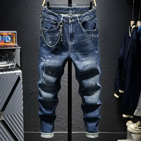 秋冬款男士牛仔裤男直筒宽松潮流百搭青年潮牌休闲修身复古裤子男商品大图