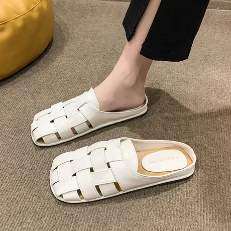 2023网红爆款半拖鞋女新款夏外穿法式编织包头拖鞋无后跟懒人凉拖商品大图