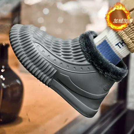 2022新款男士雨鞋冬季加绒保暖棉雨靴中筒工地胶鞋户外防水鞋男款商品大图