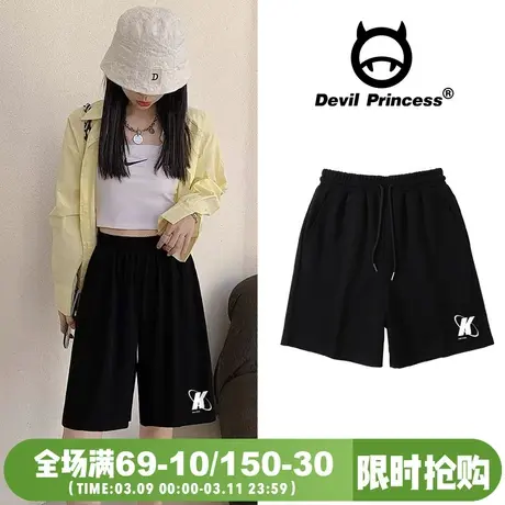 2024年夏季新款运动风五分裤短裤女宽松阔腿oversize显瘦BF风中裤图片