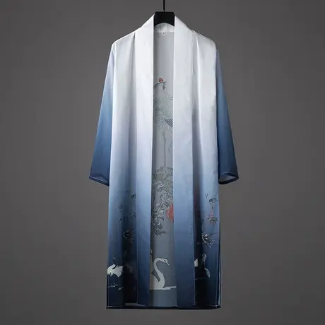 秋季薄款秀禾服中国风汉服大氅中式防晒开衫男复古道袍中长款披风图片