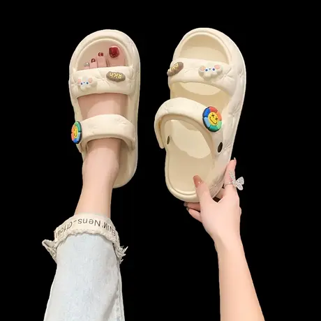 两穿凉拖鞋女夏季网红外穿可爱云朵太阳花踩屎感厚底沙滩防滑凉鞋图片