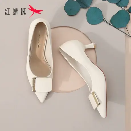 红蜻蜓高跟鞋女2023新款夏季气质时装女鞋浅口细跟尖头单鞋旗舰店商品大图