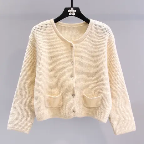 小香风软糯毛衣外套女秋冬2023年新款日系宽松慵懒风短款针织开衫图片