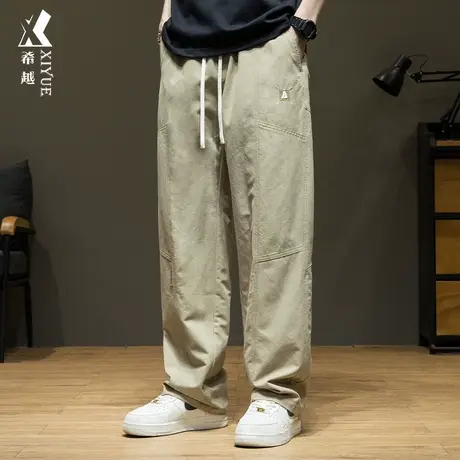 夏季薄款莱赛尔直筒工装裤男2025新款裤子宽松大码卡其色休闲长裤商品大图