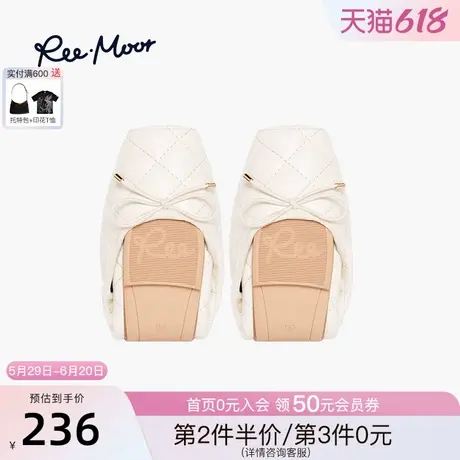 REEMOOR睿慕2025春季新款舒适软底蛋卷鞋蝴蝶结浅口平底女低跟商品大图