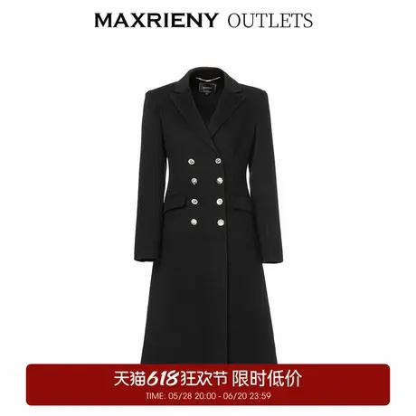 【奥莱】MAXRIENY复古感收腰双面呢羊毛大衣长款外套女商品大图