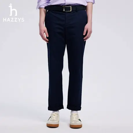 Hazzys哈吉斯奥莱秋季男士休闲长裤简约斜纹舒适商务通勤纯色裤子图片