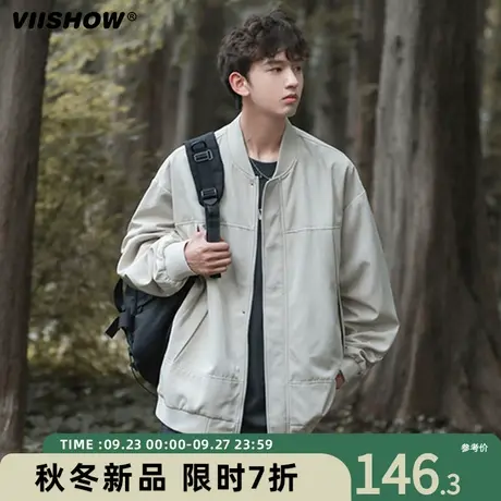 VIISHOW外套男春秋季日系复古休闲工装宽松潮牌飞行员夹克棒球服商品大图