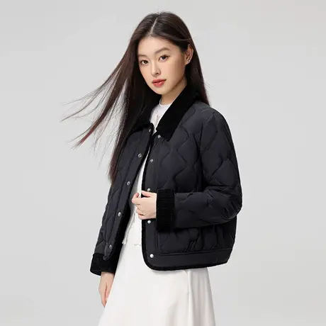 雪中飞轻薄短款羽绒服2025冬新款翻领韩系巴恩风复古外套保暖洋气图片
