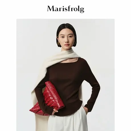 Marisfrolg玛丝菲尔25冬新款小方领结构下摆气质针织上衣打底衫商品大图