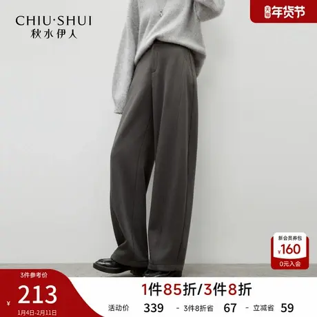 经典简约高腰加绒休闲女裤2025年冬季新款日常通勤保暖好看长裤子图片