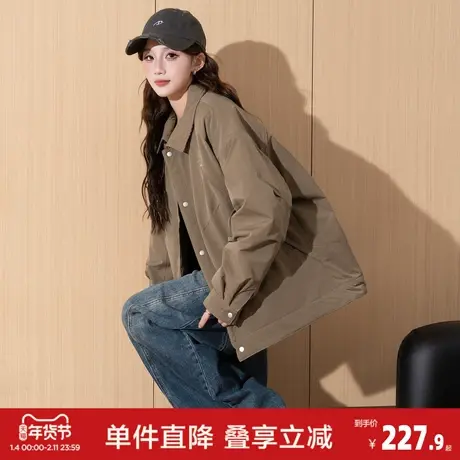 唐狮2026冬季棉服女翻领双面穿棉衣外套高级感纯色百搭时尚保暖图片