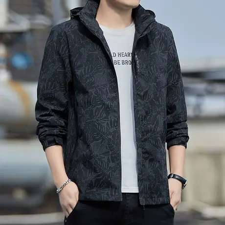 男士外套冲锋衣春秋季新款韩版潮流帅气休闲宽松运动连帽夹克外套商品大图