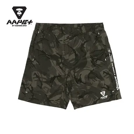 AAPE+运动男装春夏猿颜字母印花迷彩休闲运动短裤6403XAA图片