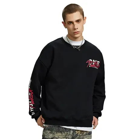 Nuthink重磅380g美式刺绣卫衣潮牌男潮高街大码宽松秋季圆领上衣商品大图