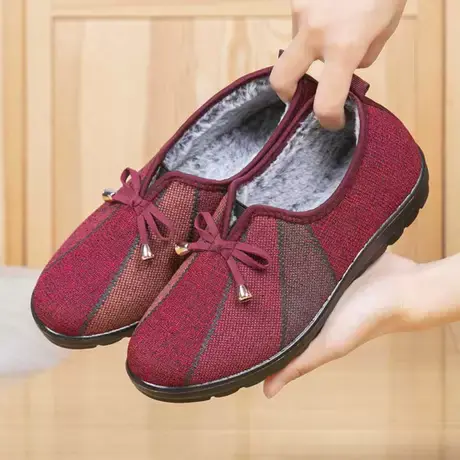 冬季老北京布鞋女棉鞋加绒加厚女士棉靴软底防滑保暖中老年妈妈鞋商品大图