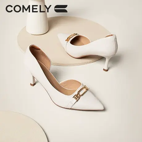 KL康莉包头凉鞋女真皮2023夏新款细跟尖头中空软底时尚高跟鞋单鞋图片