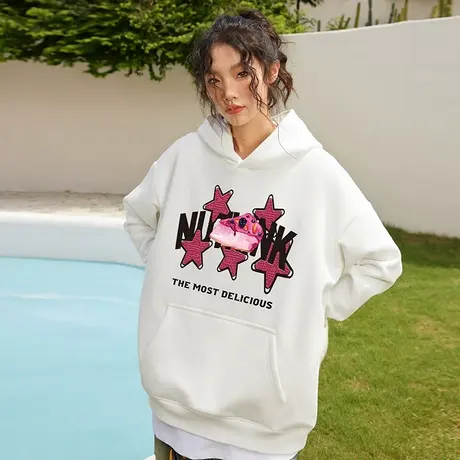 Nuthink宽松420g重磅星星连帽卫衣男潮流街头中性风ins春季外套潮商品大图