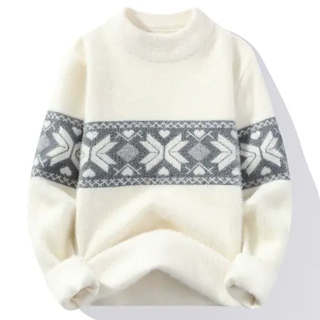 毛衣男秋冬季2023半高领青少年学生韩版潮流加厚款针织打底羊毛衫商品大图