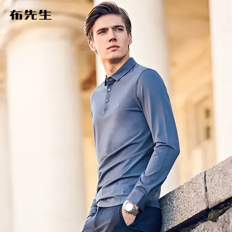 MrBu布先生丝光棉薄款长袖2025春季商务翻领修身男t恤上衣POLO衫商品大图