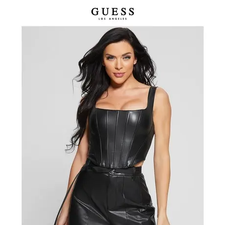 【38上新季】GUESS  女士PU束腰抹胸吊带背心外搭叠穿小马甲商品大图