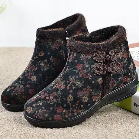 老北京布鞋女冬季加绒冬季棉鞋中老年女鞋老太太冬天保暖鞋雪地靴商品大图