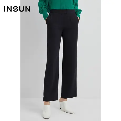 INSUN恩裳春季黑色显瘦西装裤图片