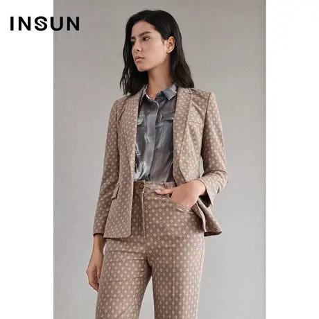 INSUN恩裳春季修身印花西装外套商品大图