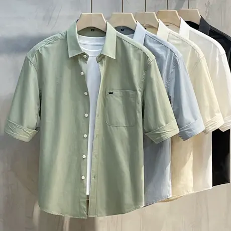 春夏季日系百搭工装短袖衬衫宽松休闲韩版男士衬衣外穿潮流男外套商品大图