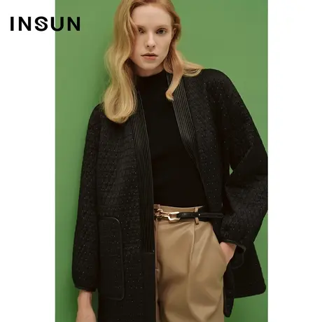 COVER冬季色织银葱菱形格短外套商品大图